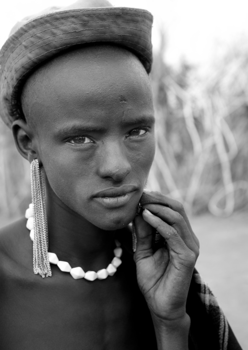 Young Dassanech Man Portrait With Concerned Look Omorate Ethiopia