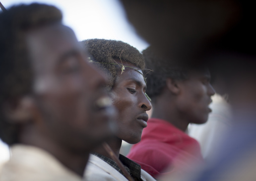 Karrayyu Tribe Men Attending Choreographed Stick Fighting Dance, Gadaaa Ceremony, Metahara, Ethiopia