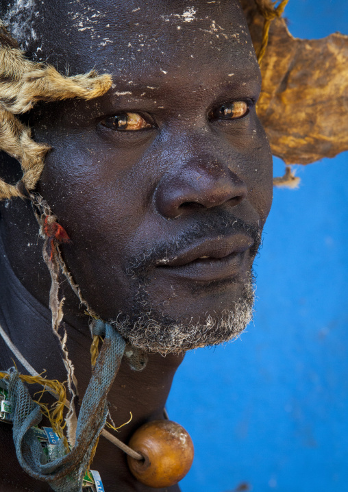 Close Up Of A Man From Anuak Tribe, Gambela, Ethiopia
