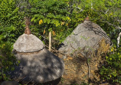 Konso Tribe Traditional Houses With Pots On The Top, Konso, Omo Valley, Ethiopia