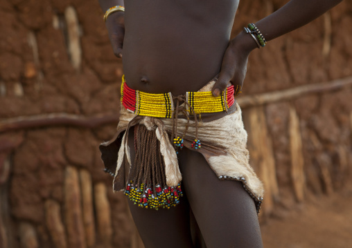 Hamer Tribe Girl In Traditional Outfit, Turmi, Omo Valley, Ethiopia