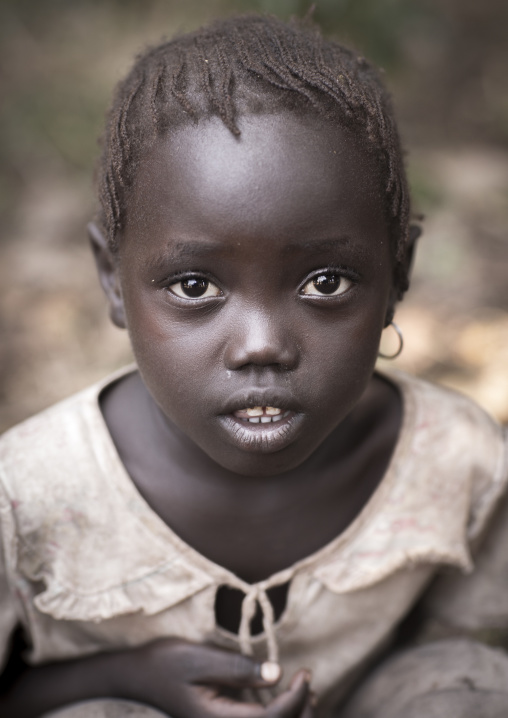 Majang Tribe Cute Little Girl Portrait, Majangir, Ethiopia