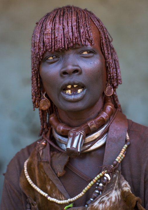 Hamer Tribe Woman In Traditional Outfit, Turmi, Omo Valley, Ethiopia