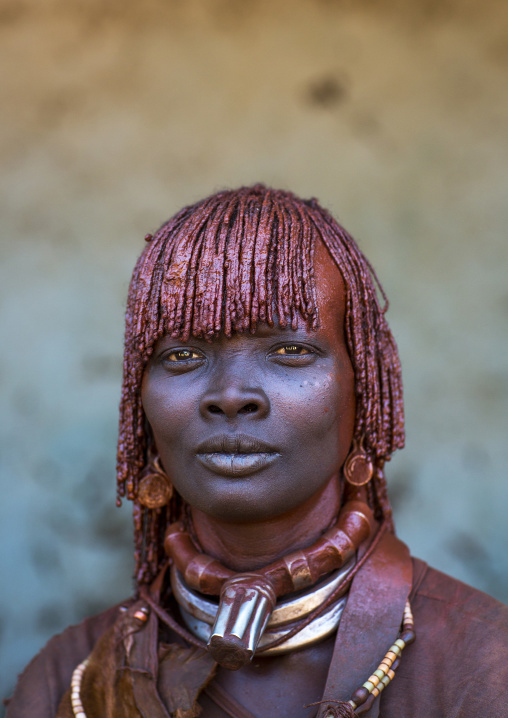Hamer Tribe Woman In Traditional Outfit, Turmi, Omo Valley, Ethiopia