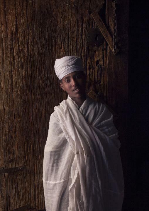 Orthodox Priest Inside A Rock Church, Lalibela, Ethiopia