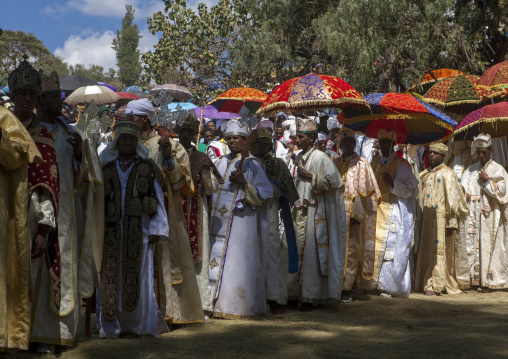 Ethiopian Orthodox Priests Celebrating The Colorful Timkat Epiphany Festival, Lalibela, Ethiopia
