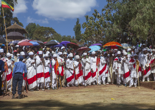 Ethiopian Orthodox Priests Celebrating The Colorful Timkat Epiphany Festival, Lalibela, Ethiopia