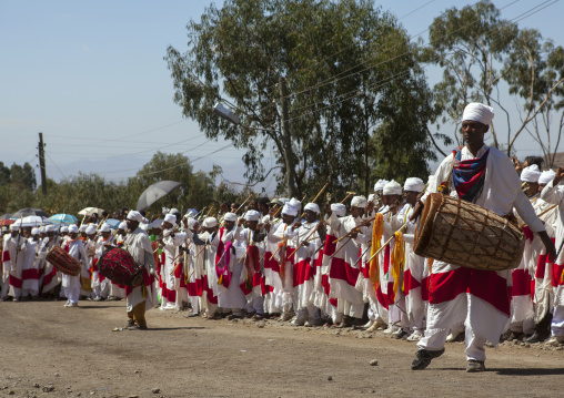 Ethiopian Orthodox Priests Celebrating The Colorful Timkat Epiphany Festival, Lalibela, Ethiopia