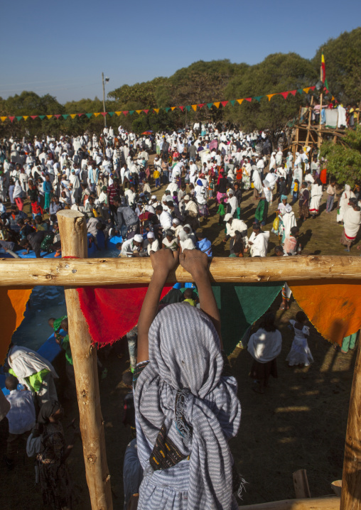 Holy Water Sprayed Onto The Crowd Attending Timkat Celebrations Of Epiphany, Lalibela, Ethiopia