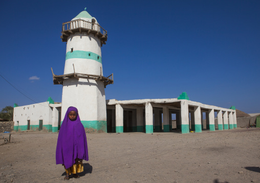 Afar Tribe Little Girl In Front Of Mosque, Assaita, Ethiopia