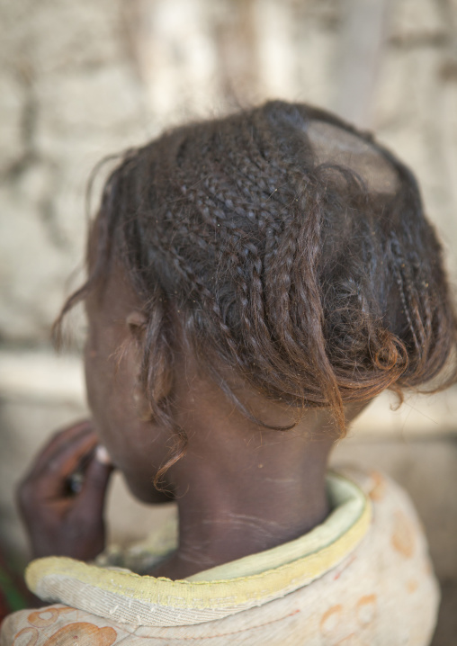 Afar Tribe Girl With Tonsure On The Head To Protect Her From The Bad Spririts, Afambo, Ethiopia