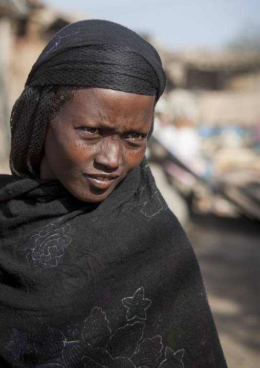 Afar Tribe Woman With Scarifications On Her Face, Assaita, Afar Regional State, Ethiopia