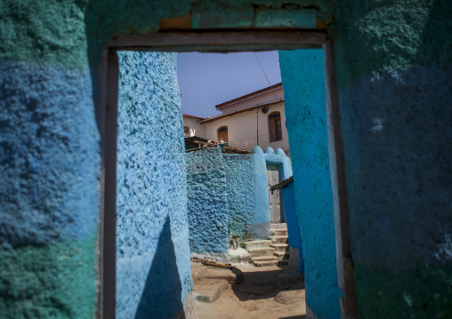 Blue Painted Doorway To House In Old Town, Harar, Ethiopia