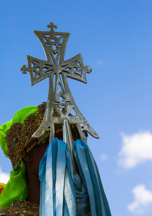 Ethiopian Orthodox Priest Holding A Cross During The Colorful Timkat Epiphany Festival, Lalibela, Ethiopia
