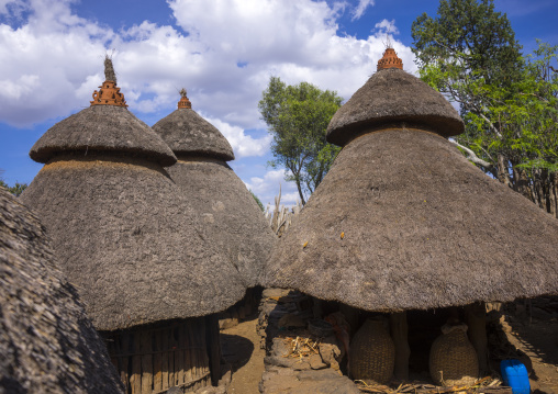 Konso Tribe Traditional Houses With Pots On The Top, Konso, Omo Valley, Ethiopia