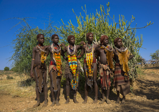 Girls Of The Hamer Tribe, In Traditional Outfit, Turmi, Ethiopia
