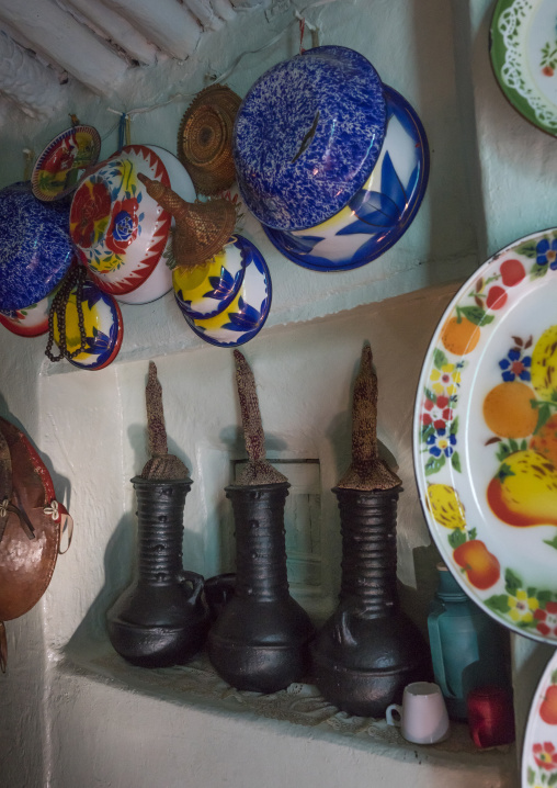 Enamel Plate Decoration Inside An Harari House, Harar, Ethiopia