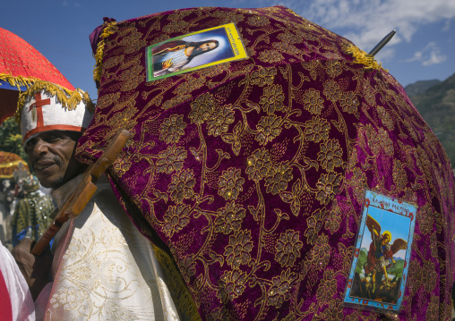Ethiopian Orthodox Priests Celebrating The Colorful Timkat Epiphany Festival, Lalibela, Ethiopia