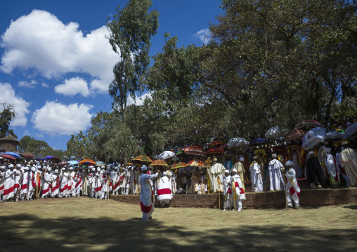 Ethiopian Orthodox Priests Celebrating The Colorful Timkat Epiphany Festival, Lalibela, Ethiopia