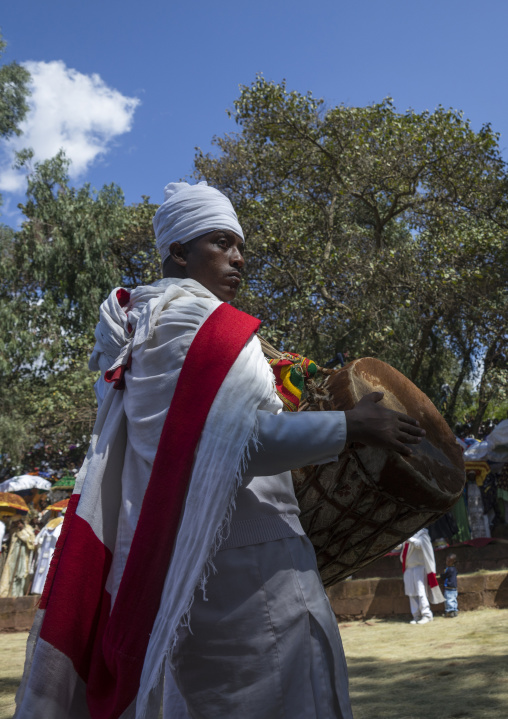 Ethiopian Orthodox Priests Celebrating The Colorful Timkat Epiphany Festival, Lalibela, Ethiopia