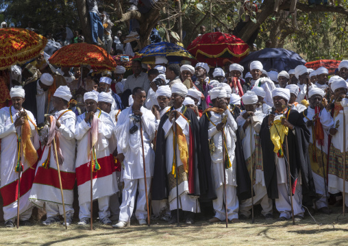 Ethiopian Orthodox Priests Celebrating The Colorful Timkat Epiphany Festival, Lalibela, Ethiopia