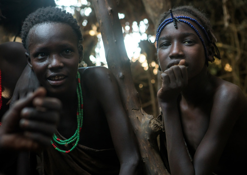 Circumcised boys from the dassanech tribe staying together until they are healed, Omo valley, Omorate, Ethiopia
