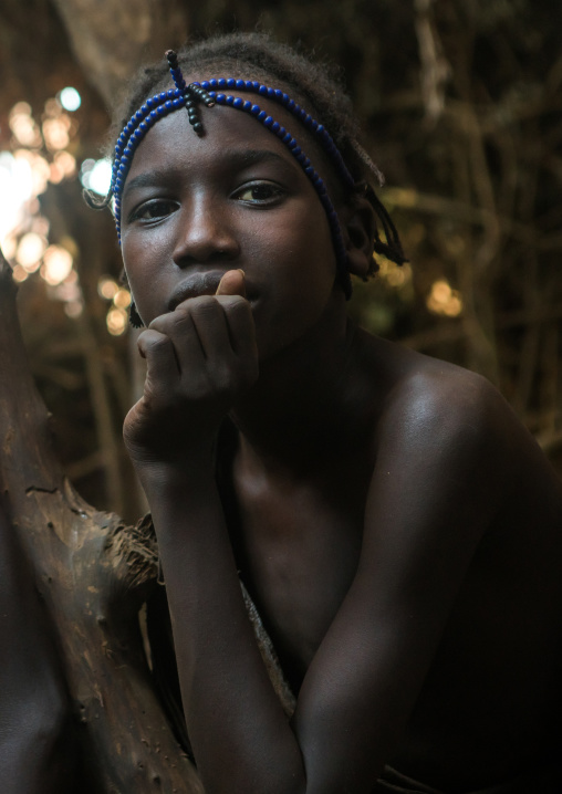 Circumcised boys from the dassanech tribe staying together until they are healed, Omo valley, Omorate, Ethiopia