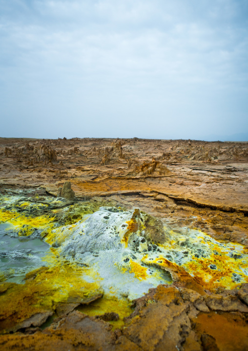 The colorful volcanic landscape of dallol in the danakil depression, Afar region, Dallol, Ethiopia