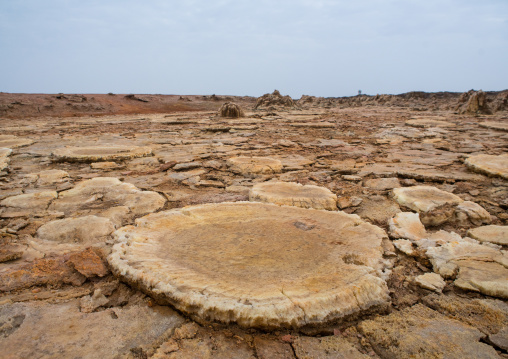 Volcanic formations of dallol in the danakil depression, Afar region, Dallol, Ethiopia