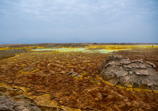 The colorful volcanic landscape of dallol in the danakil depression, Afar region, Dallol, Ethiopia