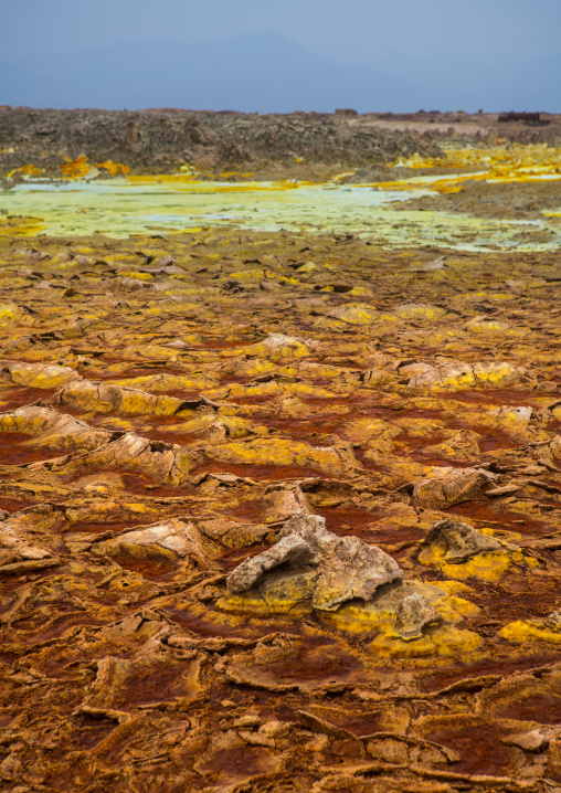 The colorful volcanic landscape of dallol in the danakil depression, Afar region, Dallol, Ethiopia