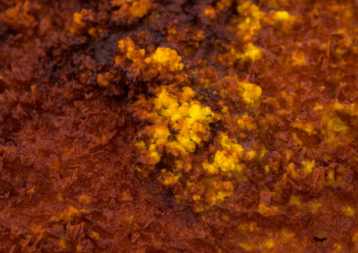 The colorful potassium salt crust formed by hot springs in the danakil depression, Afar region, Dallol, Ethiopia