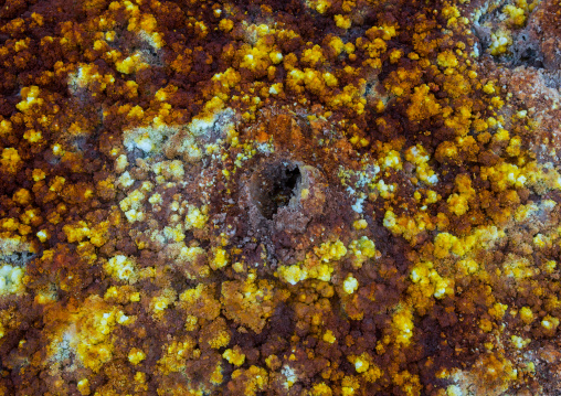 The colorful potassium salt crust formed by hot springs in the danakil depression, Afar region, Dallol, Ethiopia