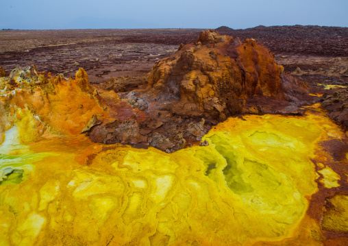 The colorful volcanic landscape of dallol in the danakil depression, Afar region, Dallol, Ethiopia