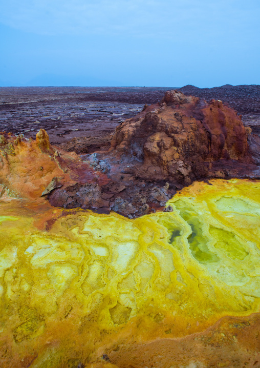 The colorful volcanic landscape of dallol in the danakil depression, Afar region, Dallol, Ethiopia