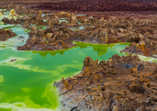 The colorful volcanic landscape of dallol in the danakil depression, Afar region, Dallol, Ethiopia