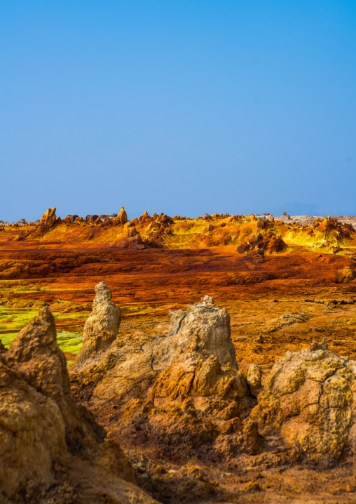 The colorful volcanic landscape of dallol in the danakil depression, Afar region, Dallol, Ethiopia