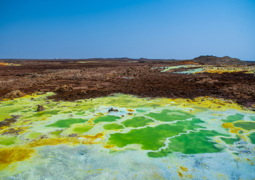 The colorful volcanic landscape of dallol in the danakil depression, Afar region, Dallol, Ethiopia