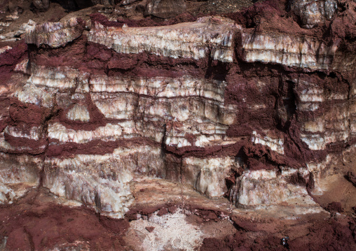 Salt canyons made of layers of halite and gypsum in the danakil depression, Afar region, Dallol, Ethiopia