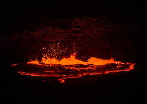 The living lava lake in the crater of erta ale volcano, Afar region, Erta ale, Ethiopia