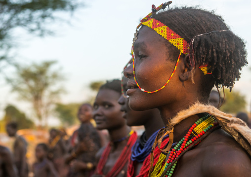 Dassanech tribe women during dimi ceremony to celebrate circumcision of teenagers, Omo valley, Omorate, Ethiopia