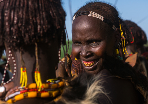 Dassanech tribe women during dimi ceremony to celebrate circumcision of teenagers, Omo valley, Omorate, Ethiopia