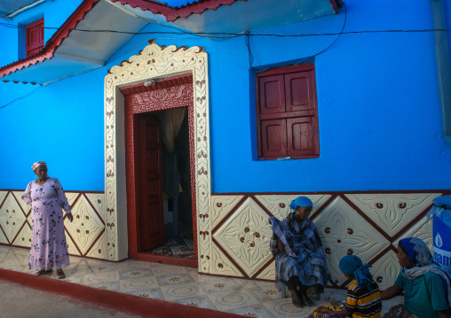 Old blue house, Harari region, Harar, Ethiopia