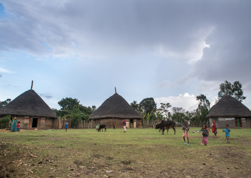 Ethiopia, Kembata, Alaba Kuito, painted houses of alaba people