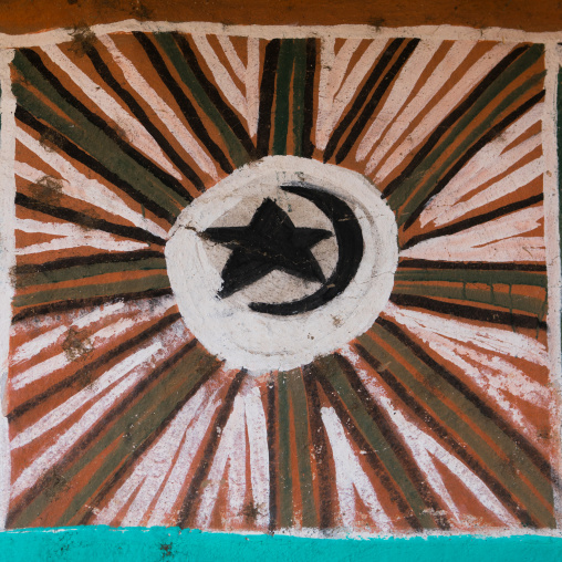 Ethiopia, Kembata, Alaba Kuito, star and moon on a painted house