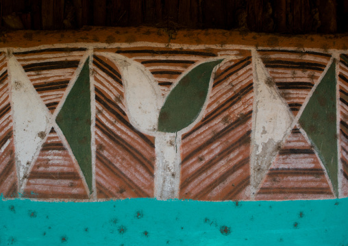 Ethiopia, Kembata, Alaba Kuito, flower on a painted house