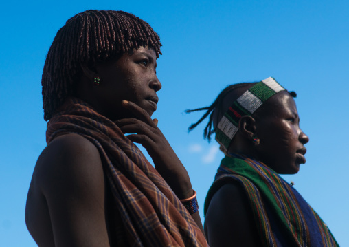 Hamer tribe women attending a bull jumping ceremony, Omo valley, Turmi, Ethiopia