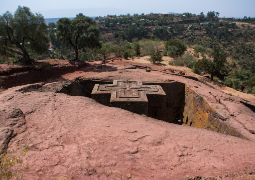 Monolithic rock-cut church of bete giyorgis saint george, Amhara region, Lalibela, Ethiopia