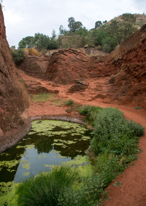 Monolithic rock-cut church ditch, Amhara region, Lalibela, Ethiopia