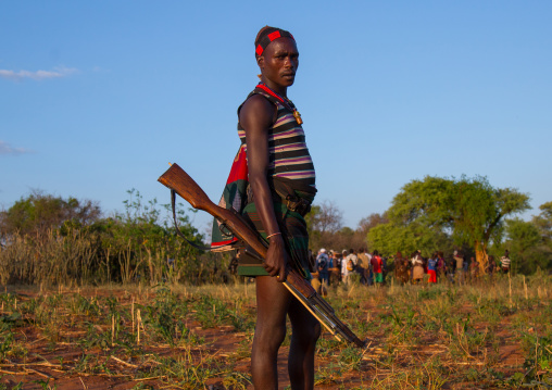 Hamer tribe man with a gun, Omo valley, Turmi, Ethiopia